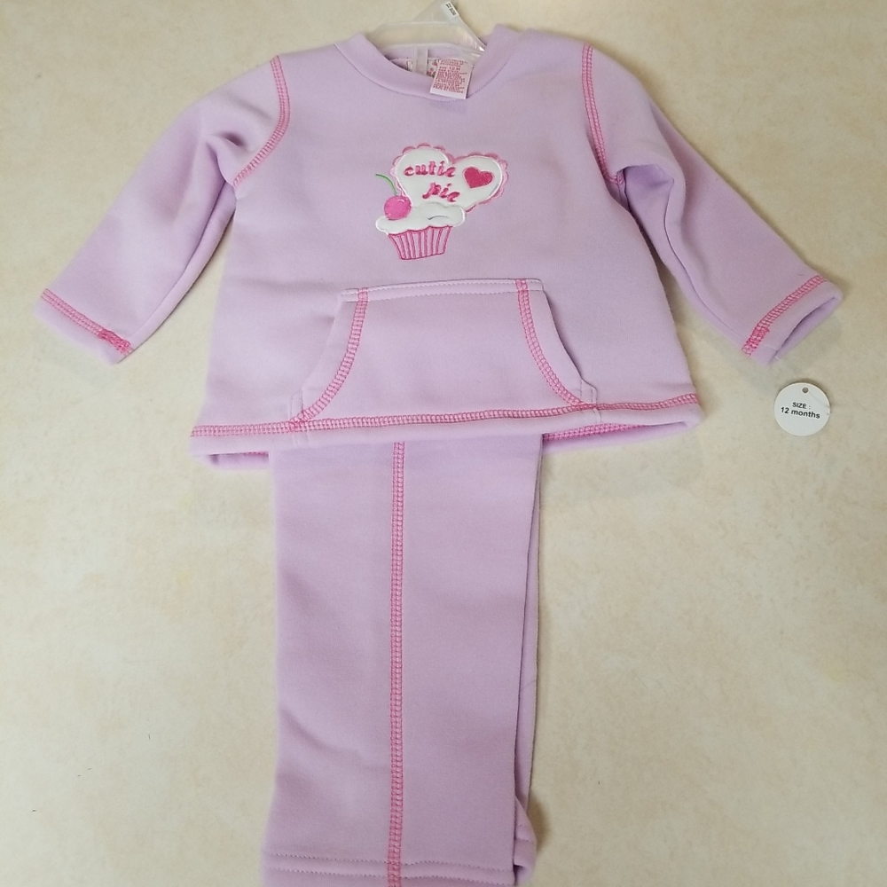 NWT 2 pc Pink GIRL 12M Sweatsuit
